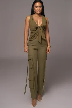 JLUXLABEL Olive Elicia Linen Top