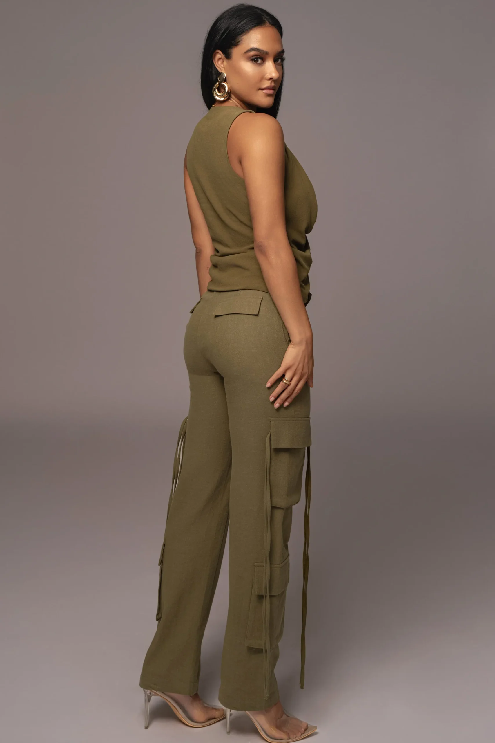 JLUXLABEL Olive Elicia Linen Top