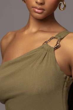 JLUXLABEL Olive Escape Linen Dress