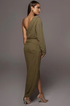 JLUXLABEL Olive Evita Linen Draped Dress