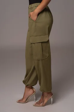 JLUXLABEL Olive Fast Track Drawstring Joggers