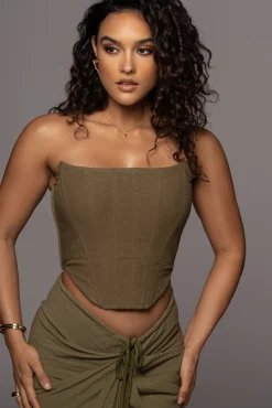 JLUXLABEL Olive Fenix Reversible Linen Corset