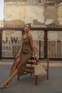 JLUXLABEL Olive Forever Summer Belted Dress