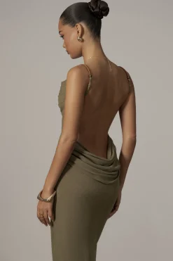 JLUXLABEL Olive Getaway Linen Maxi Dress