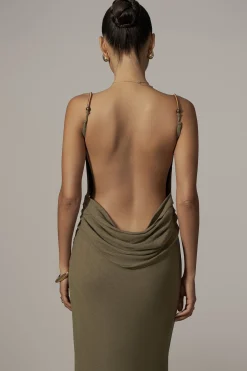 JLUXLABEL Olive Getaway Linen Maxi Dress