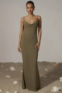 JLUXLABEL Olive Getaway Linen Maxi Dress
