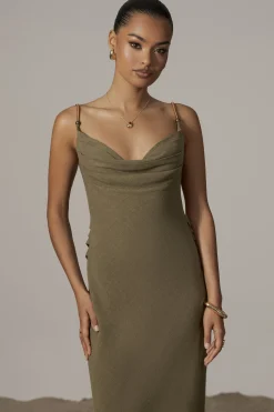 JLUXLABEL Olive Getaway Linen Maxi Dress
