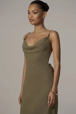 JLUXLABEL Olive Getaway Linen Maxi Dress