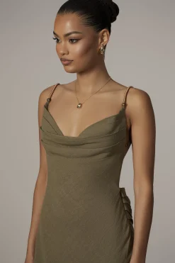 JLUXLABEL Olive Getaway Linen Maxi Dress