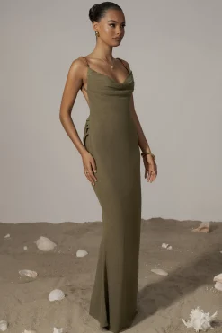 JLUXLABEL Olive Getaway Linen Maxi Dress