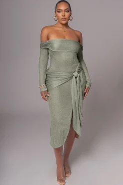 JLUXLABEL Olive Island Elegance Drape Dress