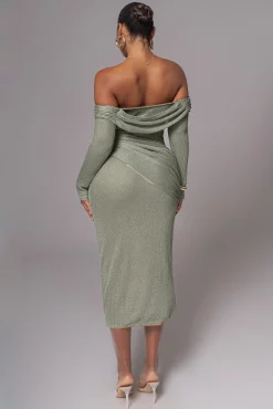 JLUXLABEL Olive Island Elegance Drape Dress