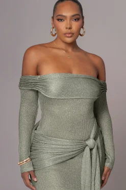 JLUXLABEL Olive Island Elegance Drape Dress