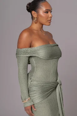 JLUXLABEL Olive Island Elegance Drape Dress