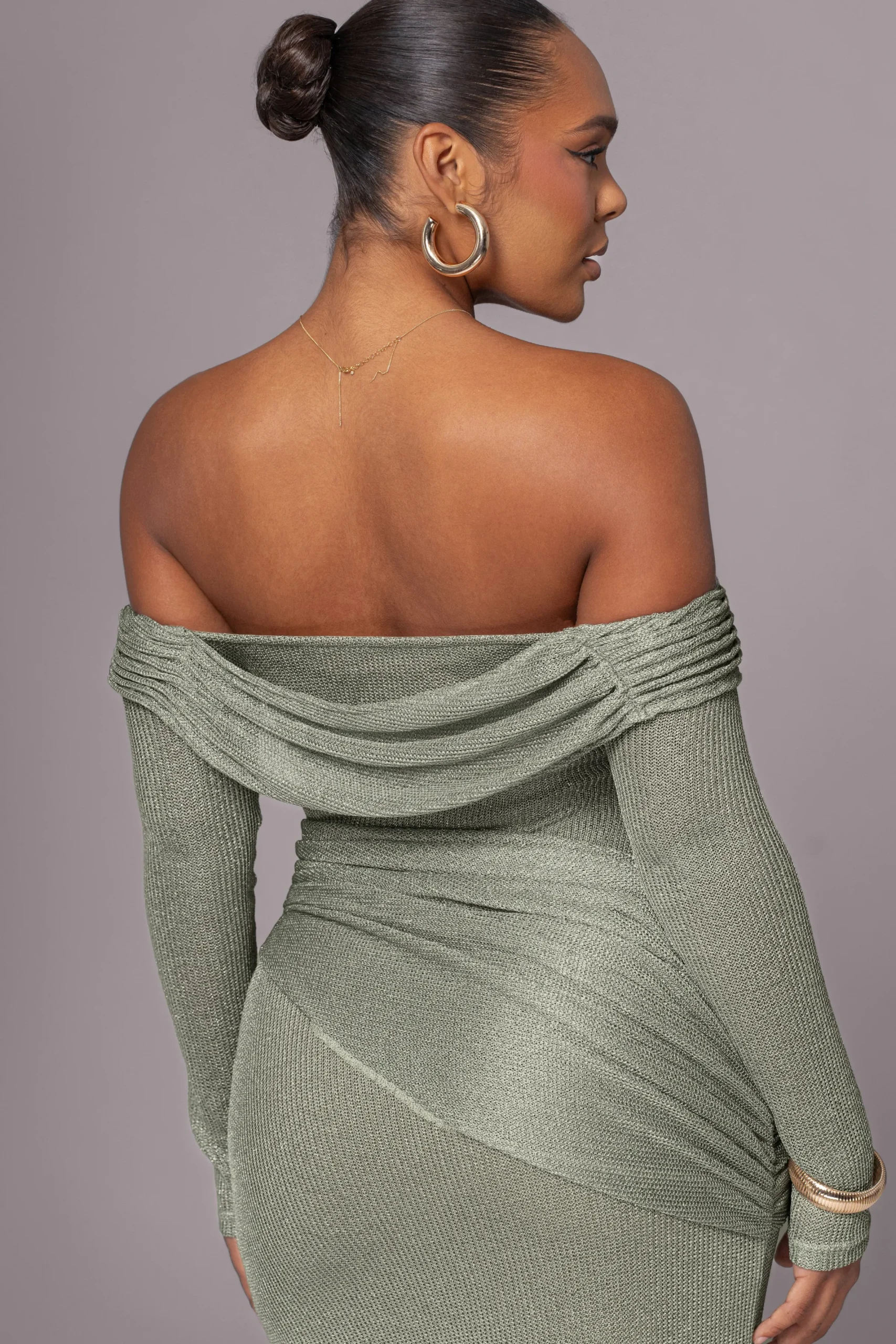 JLUXLABEL Olive Island Elegance Drape Dress
