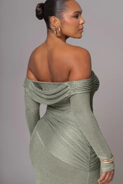 JLUXLABEL Olive Island Elegance Drape Dress
