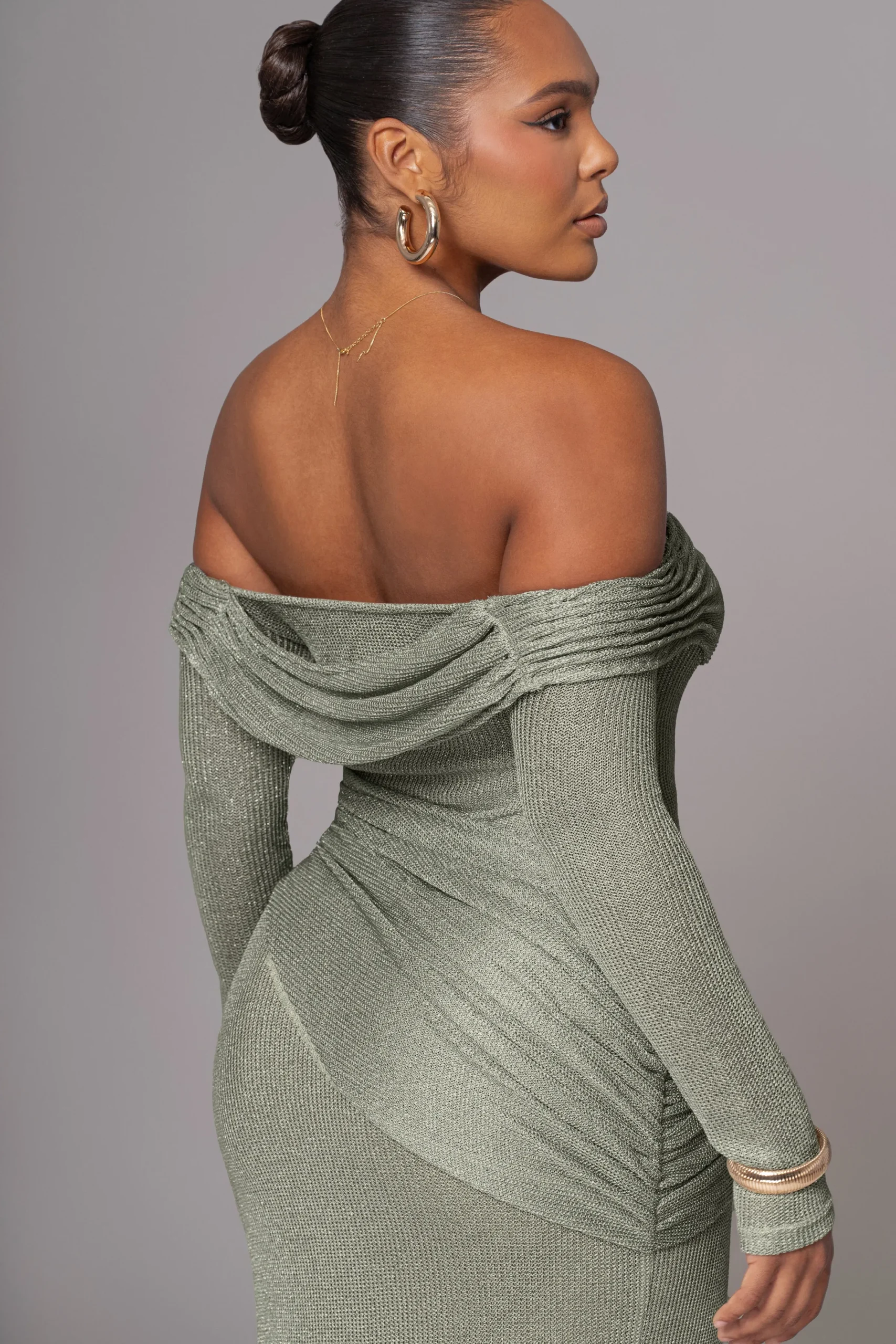 JLUXLABEL Olive Island Elegance Drape Dress
