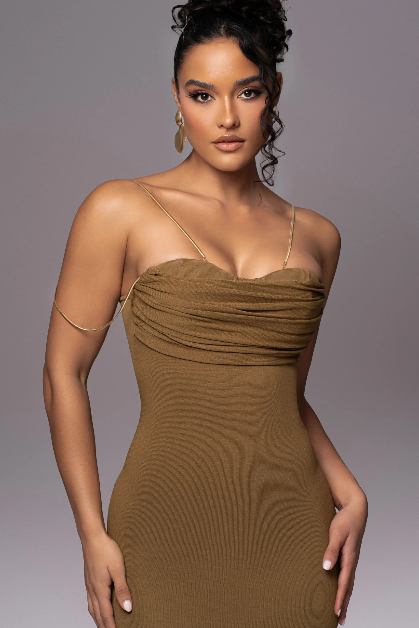JLUXLABEL Olive La Lune Drape Midi Dress