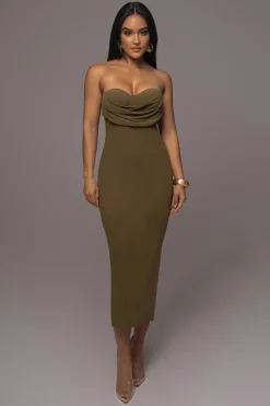 JLUXLABEL Olive Linen Visions Of You Dress
