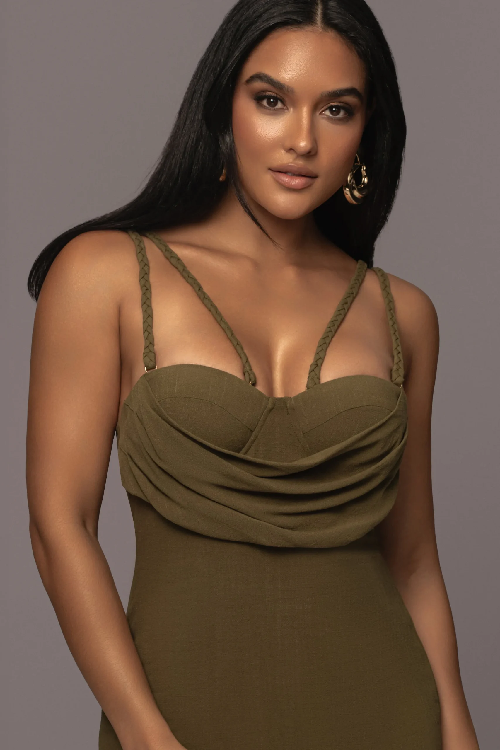 JLUXLABEL Olive Linen Visions Of You Dress