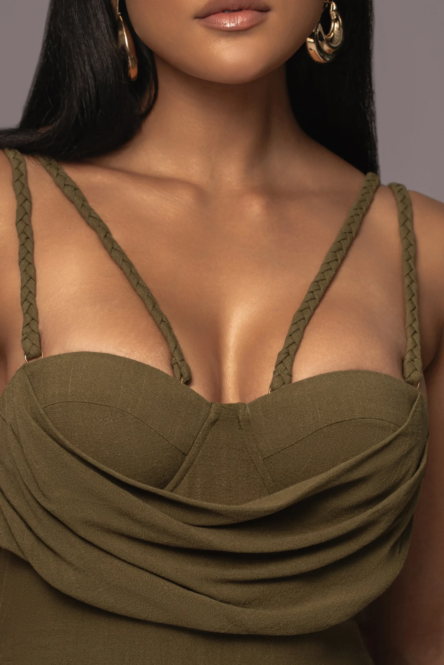 JLUXLABEL Olive Linen Visions Of You Dress