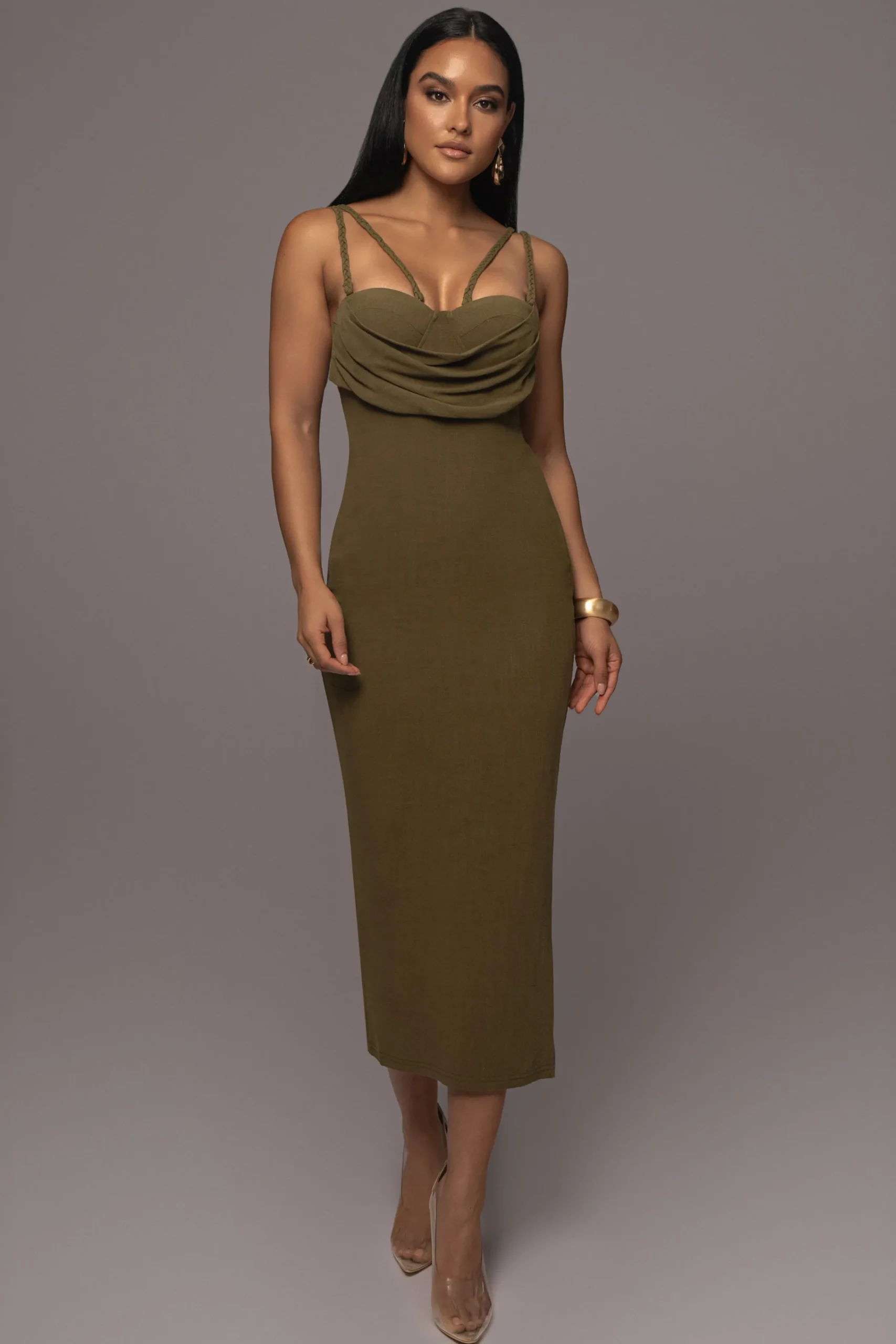 JLUXLABEL Olive Linen Visions Of You Dress