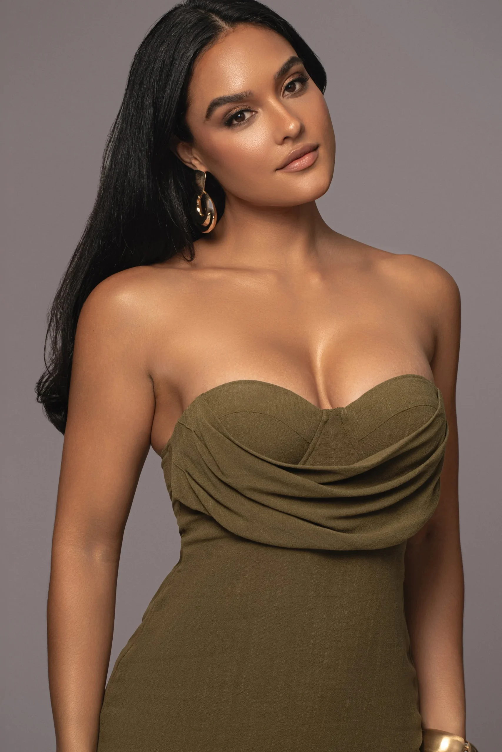 JLUXLABEL Olive Linen Visions Of You Dress