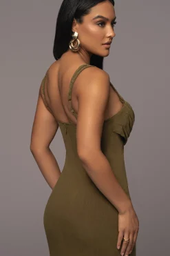 JLUXLABEL Olive Linen Visions Of You Dress