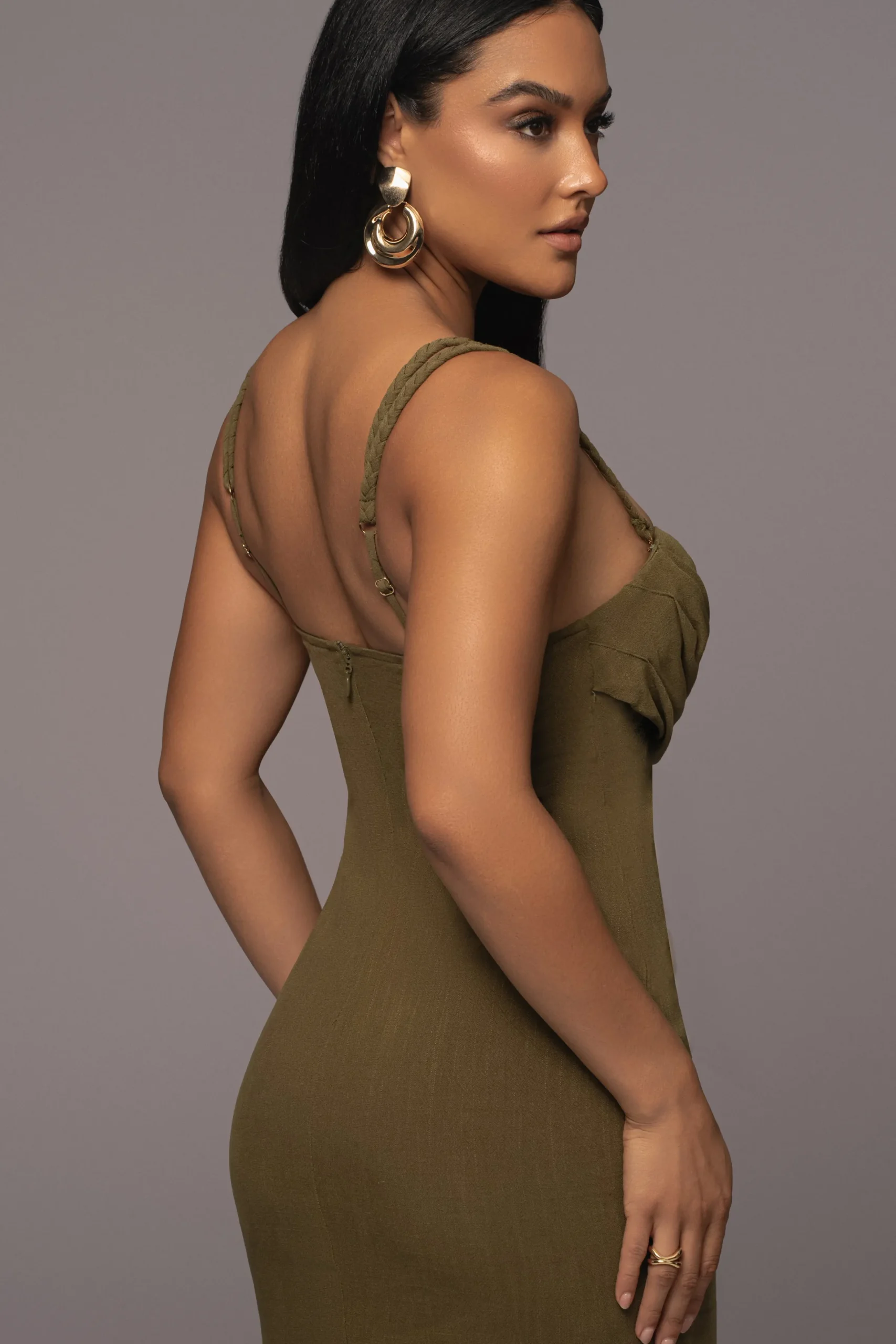 JLUXLABEL Olive Linen Visions Of You Dress