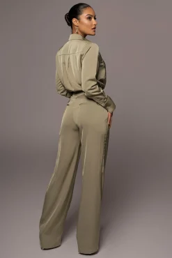 JLUXLABEL Olive Misty Button Up