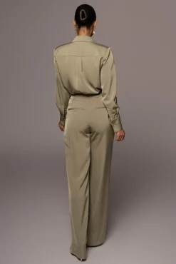 JLUXLABEL Olive Misty Button Up