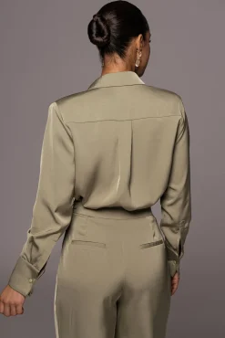 JLUXLABEL Olive Misty Button Up