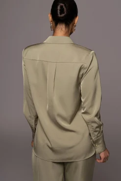 JLUXLABEL Olive Misty Button Up