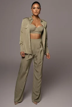 JLUXLABEL Olive Misty Button Up