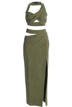 JLUXLABEL Olive New Age Two Piece Skirt Set