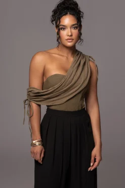 JLUXLABEL Olive New Obsession Draped Top