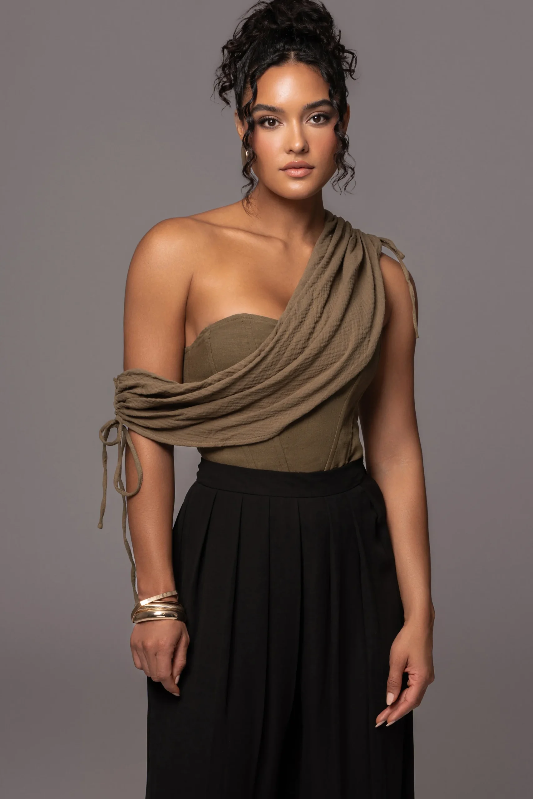 JLUXLABEL Olive New Obsession Draped Top