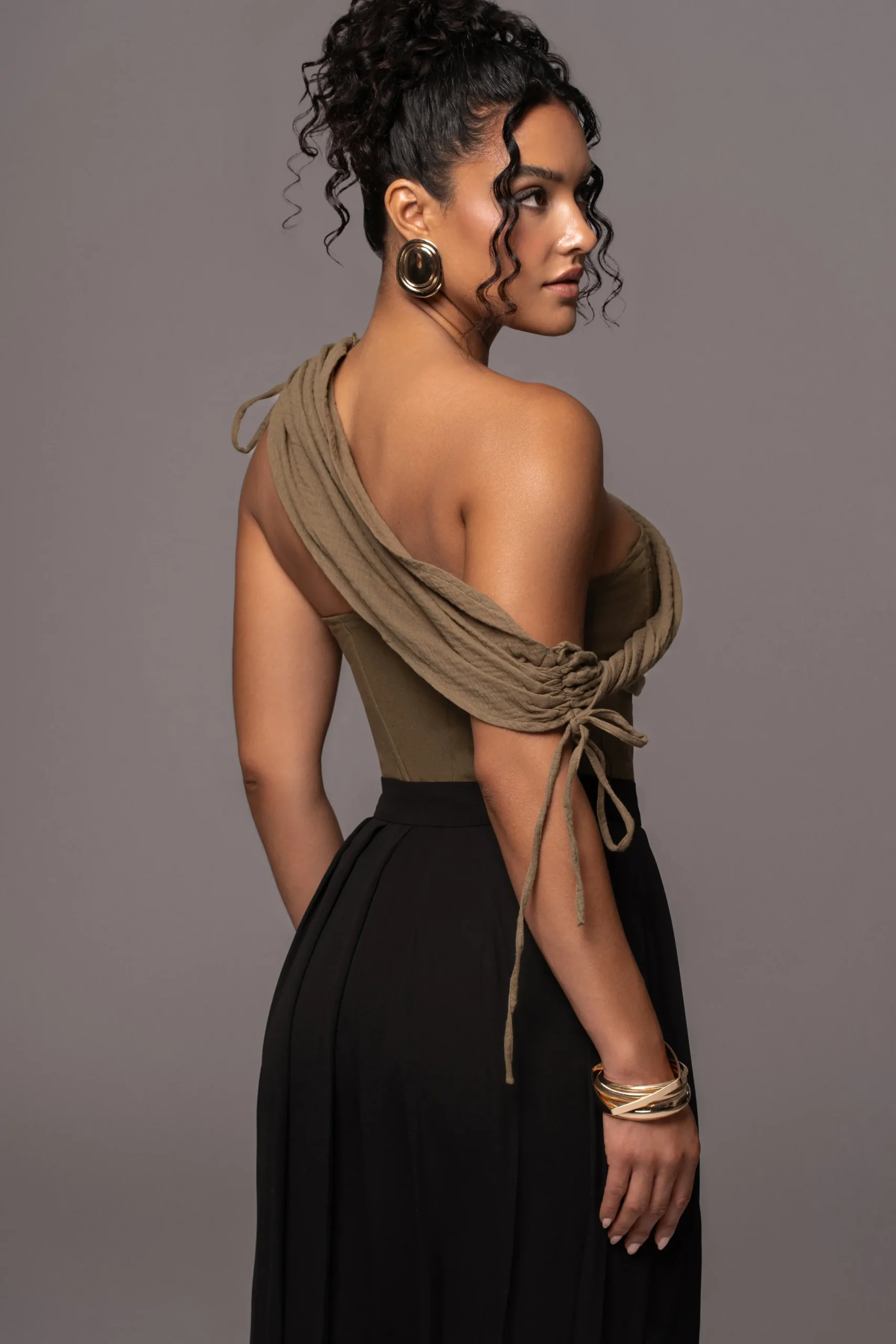 JLUXLABEL Olive New Obsession Draped Top
