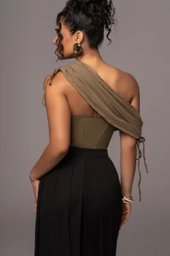 JLUXLABEL Olive New Obsession Draped Top