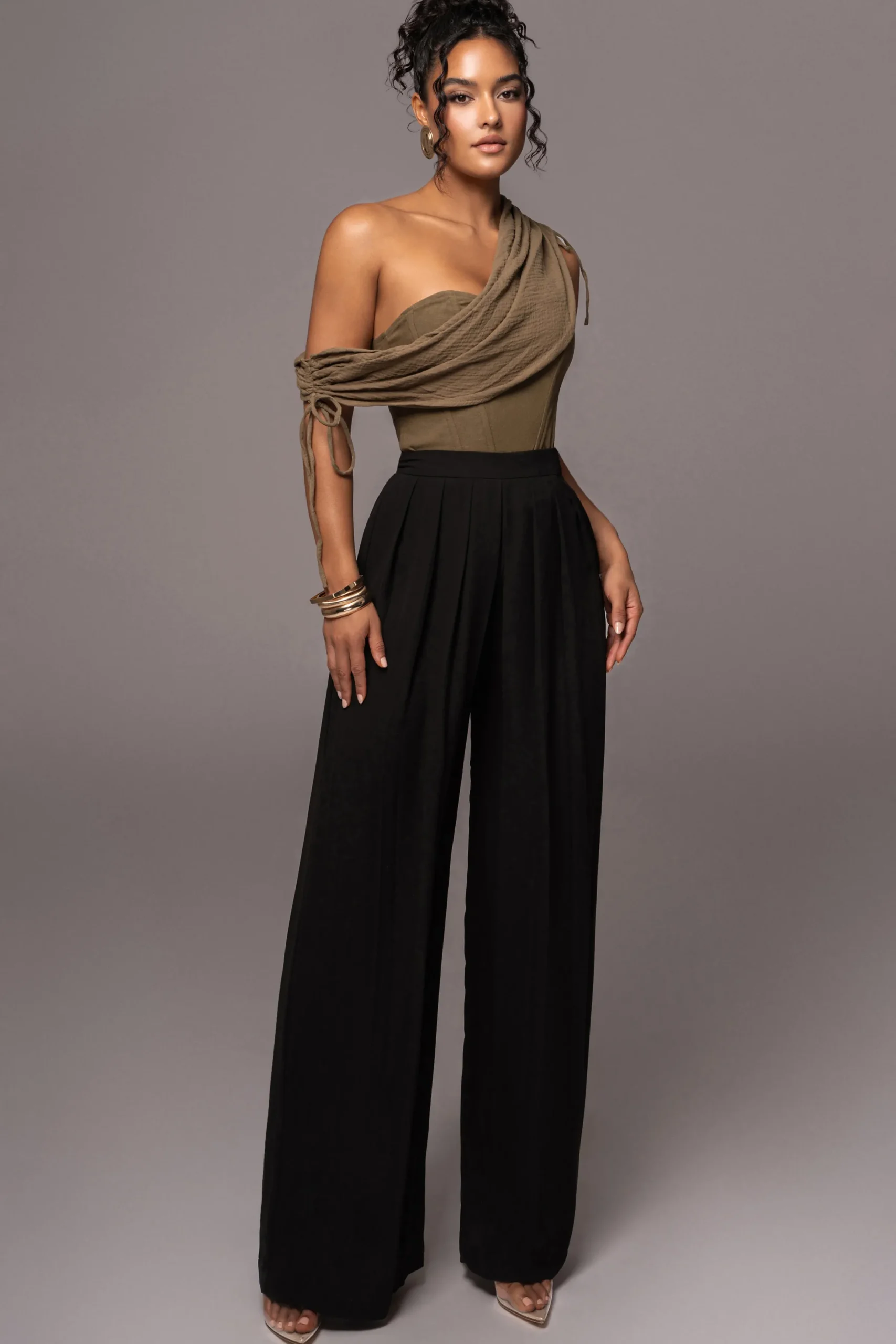 JLUXLABEL Olive New Obsession Draped Top