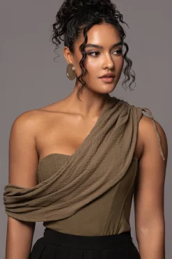 JLUXLABEL Olive New Obsession Draped Top