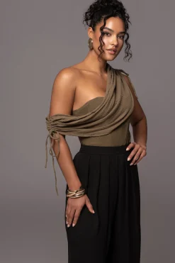 JLUXLABEL Olive New Obsession Draped Top