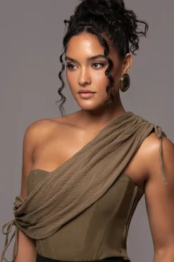 JLUXLABEL Olive New Obsession Draped Top