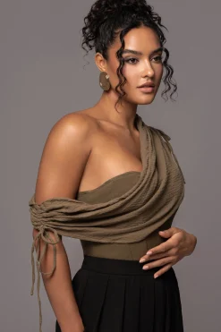 JLUXLABEL Olive New Obsession Draped Top