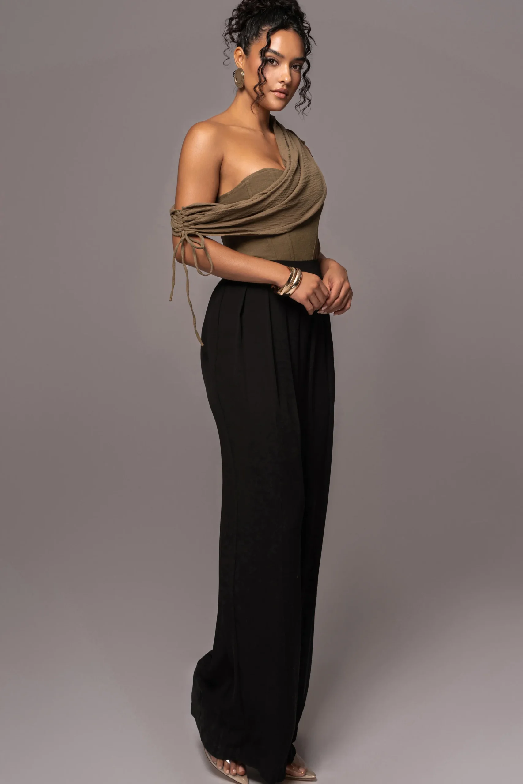 JLUXLABEL Olive New Obsession Draped Top