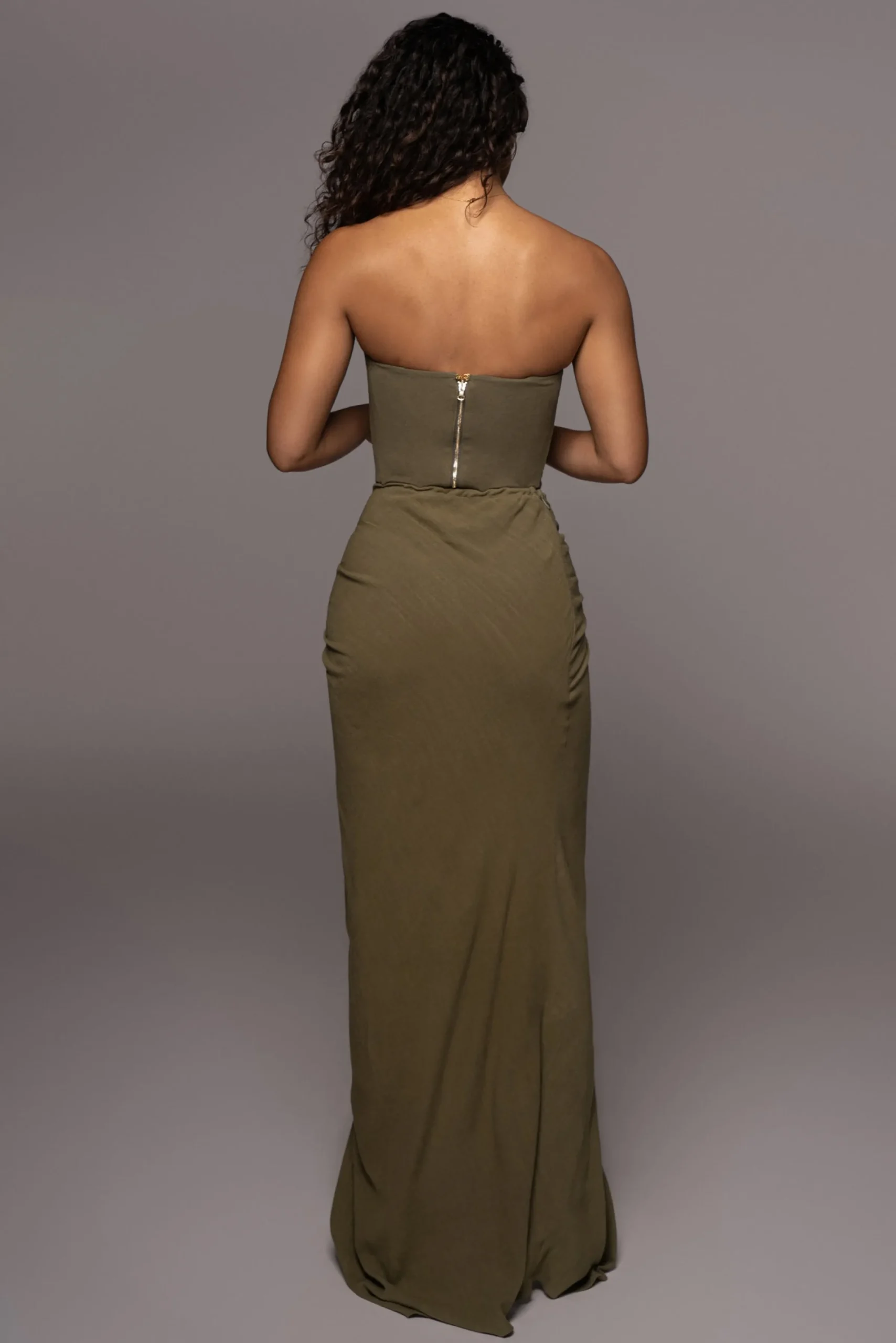 JLUXLABEL Olive Noelia Linen Slit Skirt