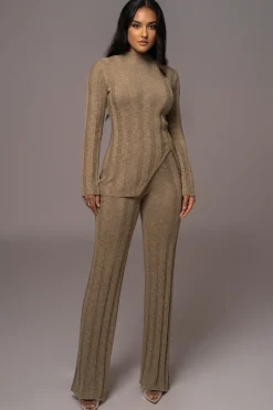 JLUXLABEL Olive Take A Chance Ribbed Pant Set