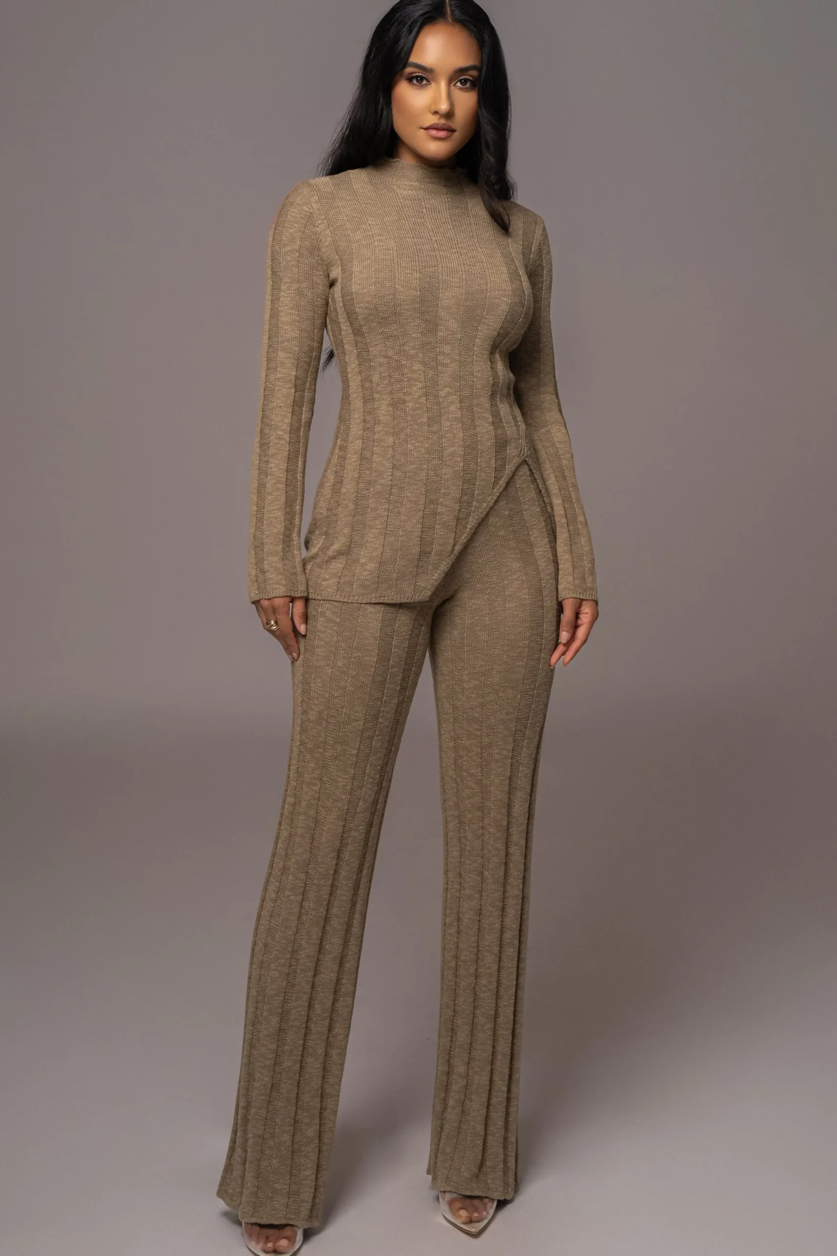 JLUXLABEL Olive Take A Chance Ribbed Pant Set
