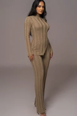 JLUXLABEL Olive Take A Chance Ribbed Pant Set