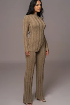 JLUXLABEL Olive Take A Chance Ribbed Pant Set